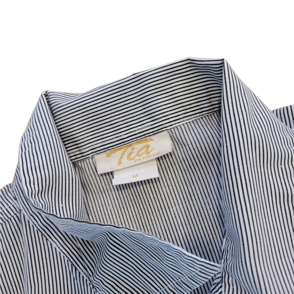 Tia Designs Pinstriped Embroidered Birds Top - Picture 4 of 5